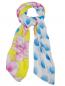 Preview: Damen Sommer Schal Tuch Halstuch Blumen Tupfen Print, Gelb-Blau Bild 2