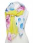 Mobile Preview: Damen Sommer Schal Tuch Halstuch Blumen Tupfen Print, Gelb-Blau