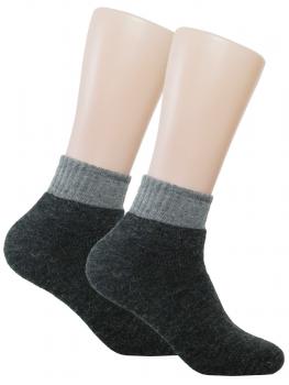 2 Paar Kurz Socken mit Alpakawolle Wintersocken unisex, graues Bündchen