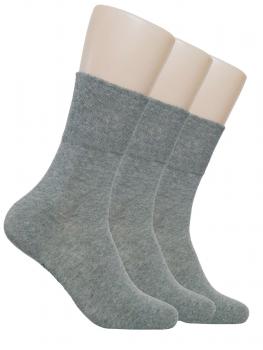 3 Paar Herren Diabetiker Socken ohne Gummi, grau-meliert