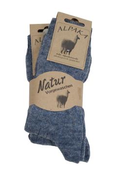 2 Paar Wollsocken mit Alpaka Wolle Feinstrick Wollsocken Unisex Blau