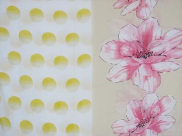 Damen Sommer Schal Tuch Halstuch Blumen Tupfen Print, Beige Bild 3