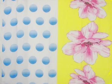 Damen Sommer Schal Tuch Halstuch Blumen Tupfen Print, Gelb-Blau Bild 3