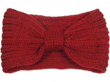 Damen Stirnband Grobstrick Knoten Schleife Ohrenschützer Haarband, Rot