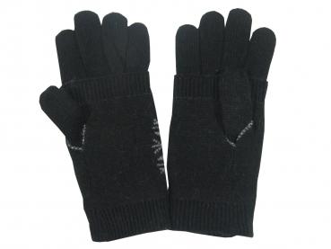 2 in 1 Strickhandschuhe Handstulpen Fingerhandschuhe Handwärmer Retro Schneestern, Schwarz Bild 2