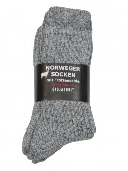 GROJADORI 3 Paar Norweger Socken Schafwolle ohne Gummi, Grau, Detail_02