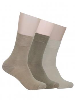 RS 3 Paar Viskose Bambus Socken ohne Gummidruck unisex, Naturtöne Bild 2