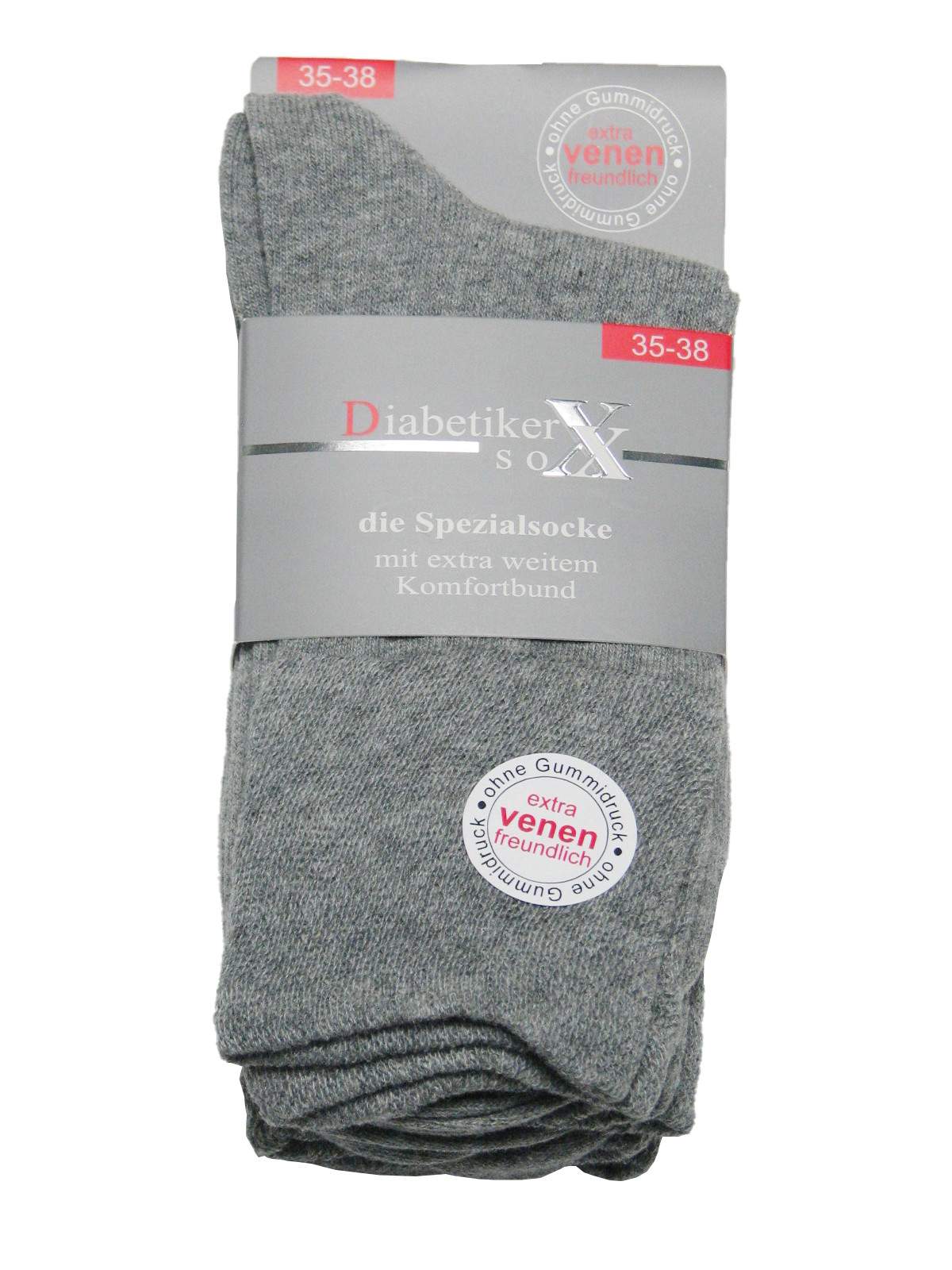 3 Paar Damen Diabetiker Socken ohne Gummi, grau-meliert | Socken &  Accessoires günstig online kaufen