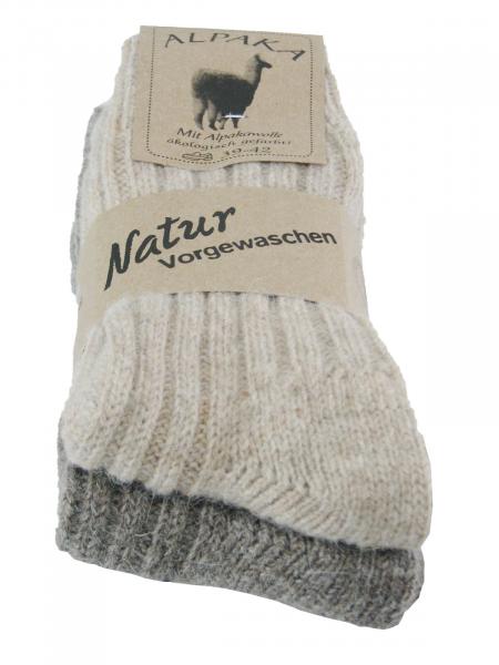 2 Paar Alpaka Socken Wollsocken mit Alpaka Wolle Naturtöne