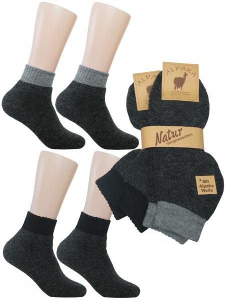 2 Paar Kurz Socken mit Alpakawolle Wintersocken unisex