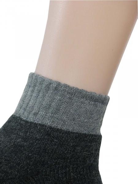 2 Paar Kurz Socken mit Alpakawolle Wintersocken unisex, graues Bündchen Detail