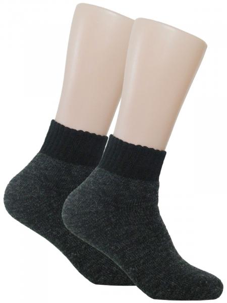 2 Paar Kurz Socken mit Alpakawolle Wintersocken unisex, schwarzes Bündchen