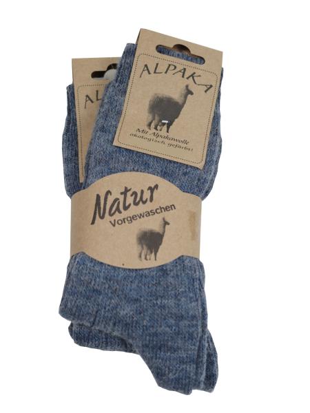 2 Paar Wollsocken mit Alpaka Wolle Feinstrick Wollsocken Unisex Jeansblau