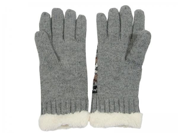 Damen Handschuhe Fingerhandschuhe Motiv Retro Schneestern, Grau Bild 2
