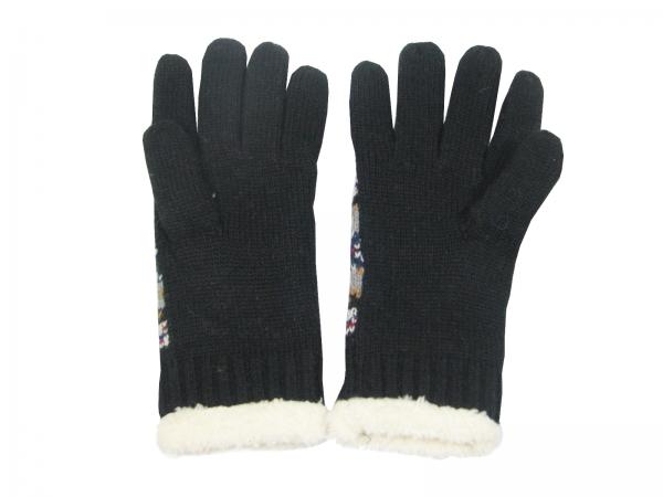 Damen Handschuhe Fingerhandschuhe Motiv Retro Schneestern, Schwarz Bild 2