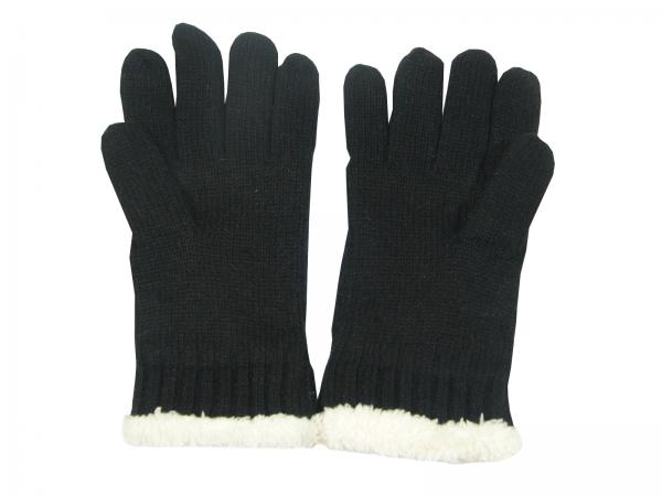 Damen Handschuhe Schneeflocken Motiv und Strass, Glitzer Schwarz Bild 2