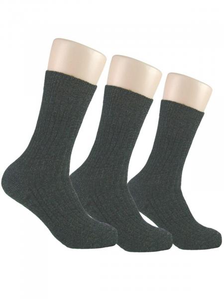 GROJADORI 3 Paar XL Norweger Socken Schafwolle Frotteesohle ohne Gummi, Anthrazit