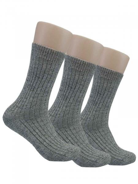 GROJADORI 3 Paar Norweger Socken Schafwolle ohne Gummi, Grau
