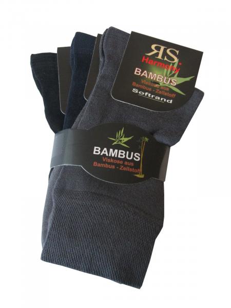 RS 3 Paar Viskose Bambus Socken ohne Gummidruck, dunkle Farben
