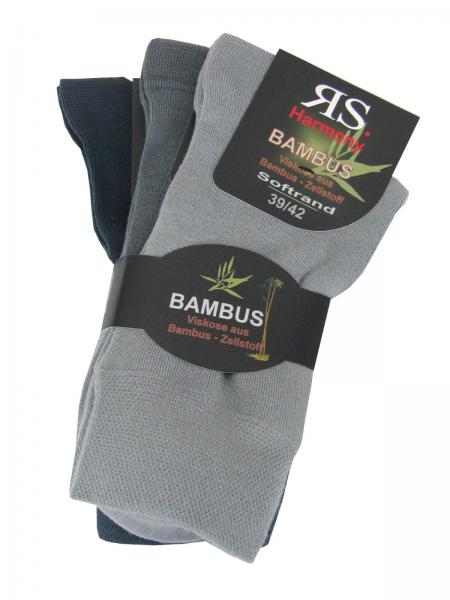 RS 3 Paar Viskose Bambus Socken ohne Gummidruck unisex, Grautöne, Bild 2