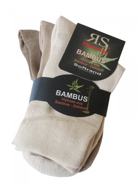 RS 3 Paar Viskose Bambus Socken ohne Gummidruck unisex, Naturtöne
