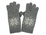 2 in 1 Strickhandschuhe Handstulpen Fingerhandschuhe Handwärmer Retro Schneestern, Grau